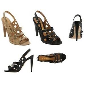 L.A.M.B. Taupe Frost High Heel Slingback Cutouts Buckles Open Toe Sandal 7.5M